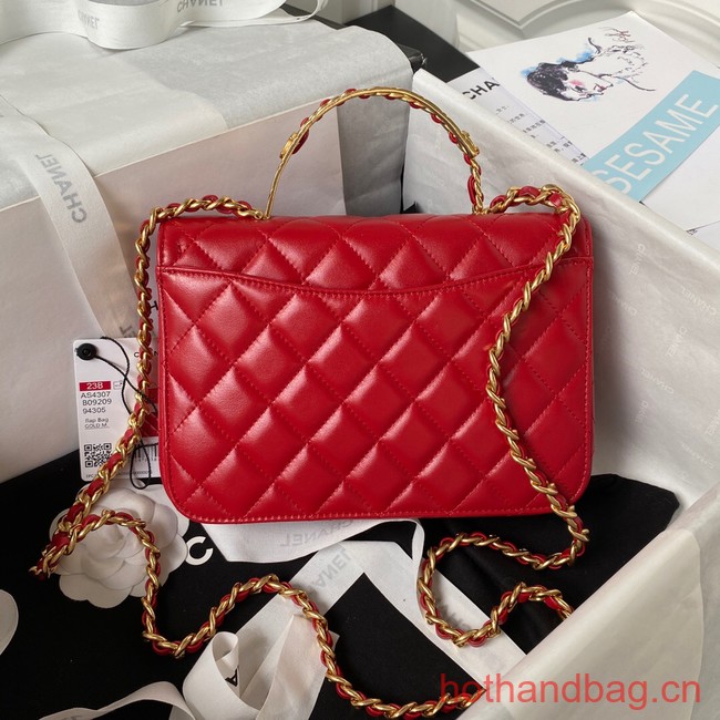 Chanel SMALL FLAP BAG WITH TOP HANDLE AS4307 red