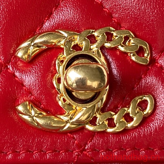 Chanel SMALL FLAP BAG WITH TOP HANDLE AS4307 red