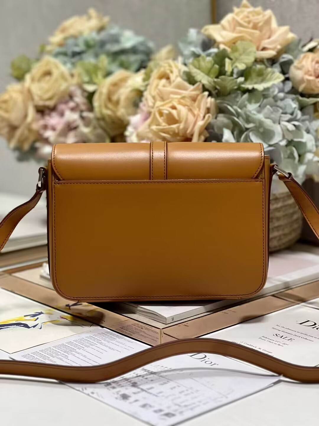 DIOR Calfskin Shoulder Bag C0561 Apricot