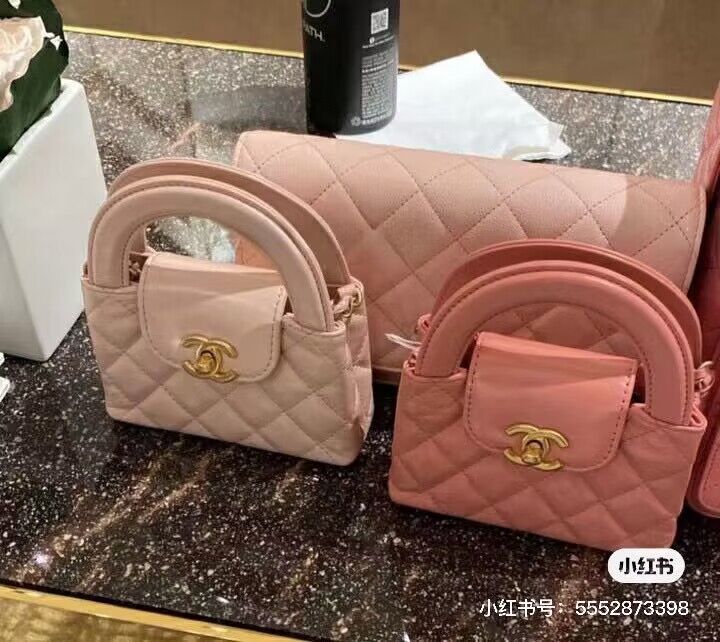 Chanel 23k Vintage Kelly Original Leather Top Handle Bag AS4416 Light Pink