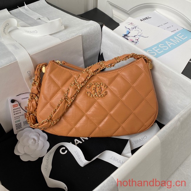 Chanel SMALL HOBO HANDBAG AS4422 brown