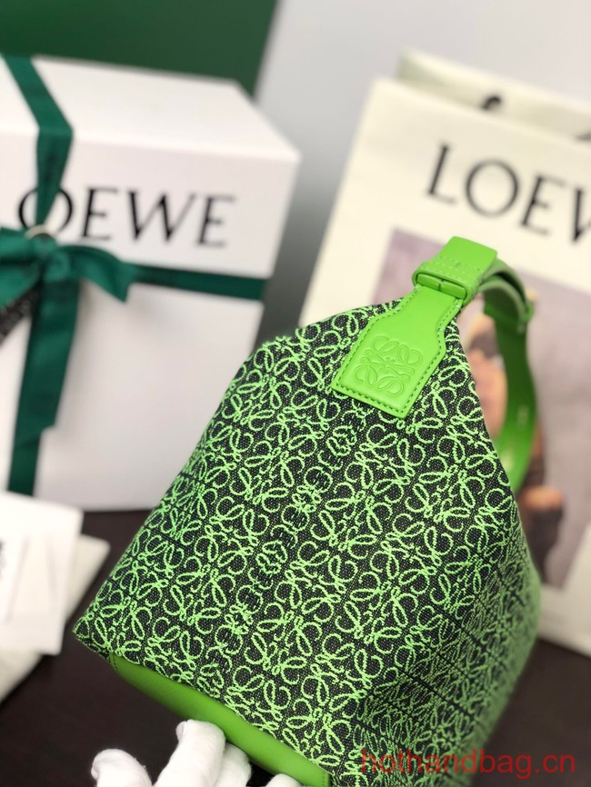 Loewe Miniature Anagram Jacquard and cow leather bag 651420 green