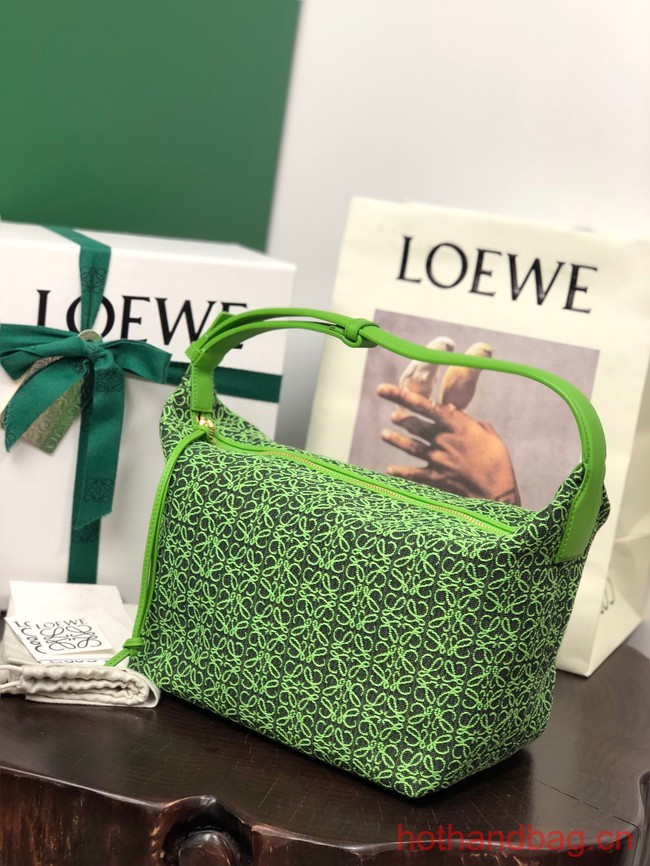 Loewe Miniature Anagram Jacquard and cow leather bag 651420 green