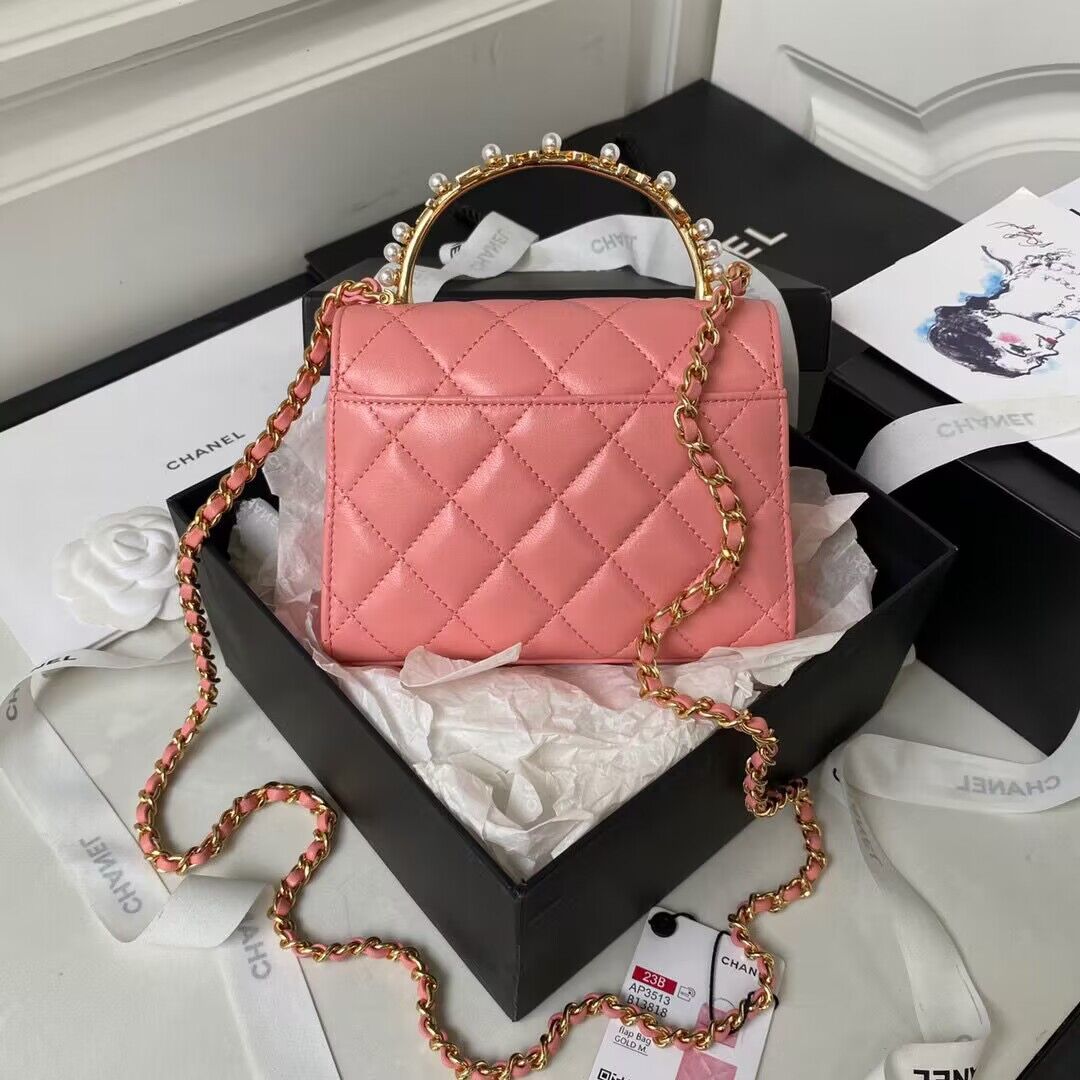 CHANEL 22B Kelly Pearl Top Handle Bag AP3513 Pink