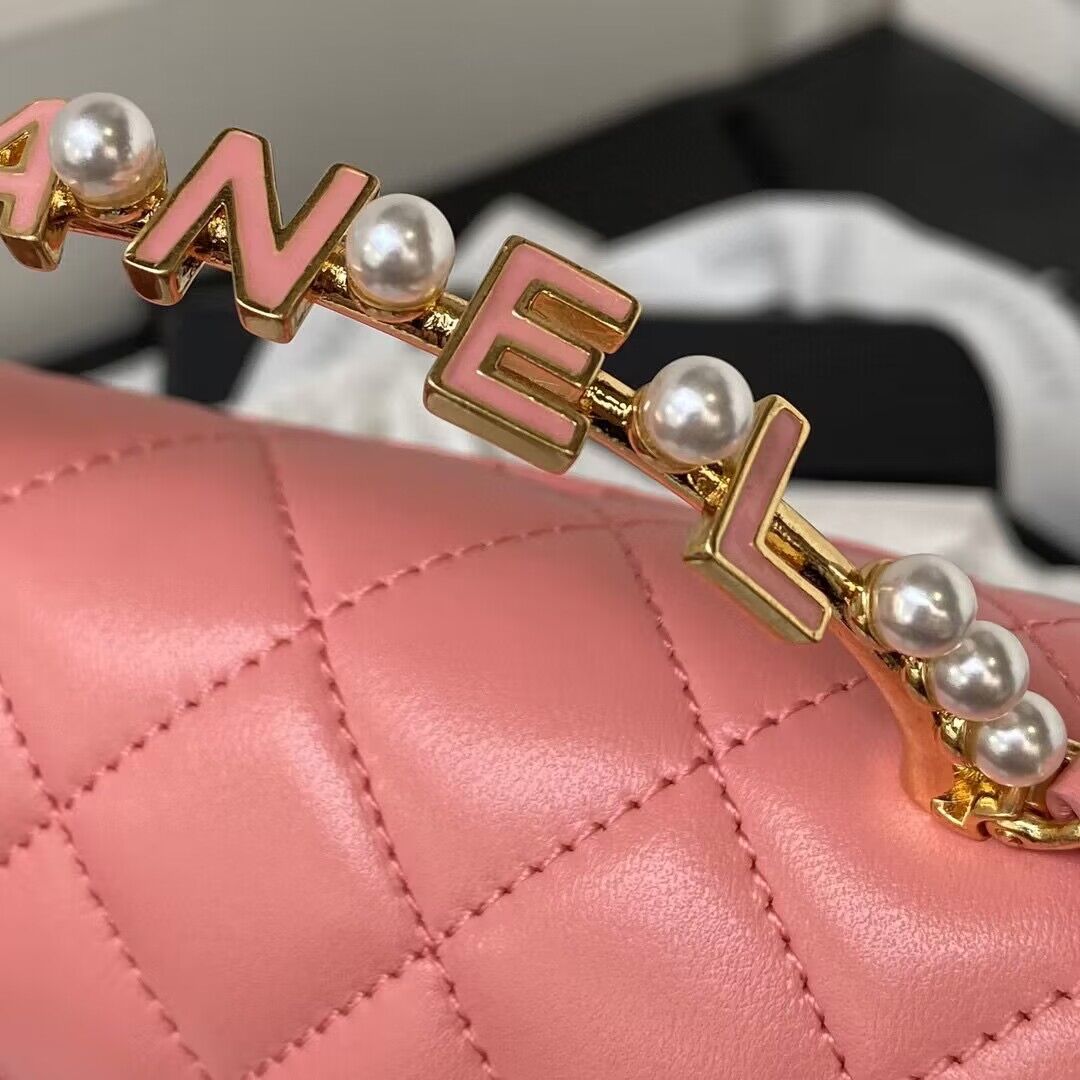 CHANEL 22B Kelly Pearl Top Handle Bag AP3513 Pink