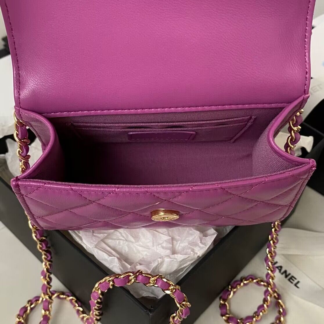 CHANEL 22B Kelly Pearl Top Handle Bag AP3513 Purple