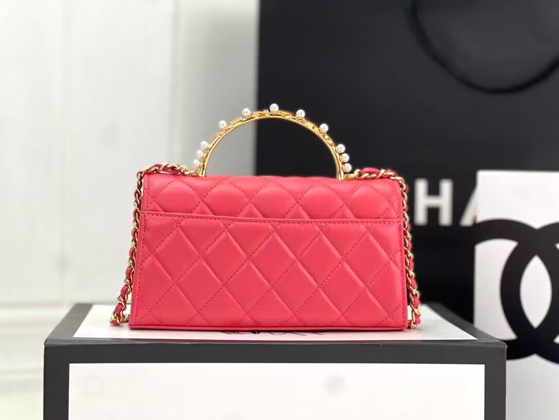 CHANEL 22B Kelly Pearl Top Handle Bag AP3562 Pink