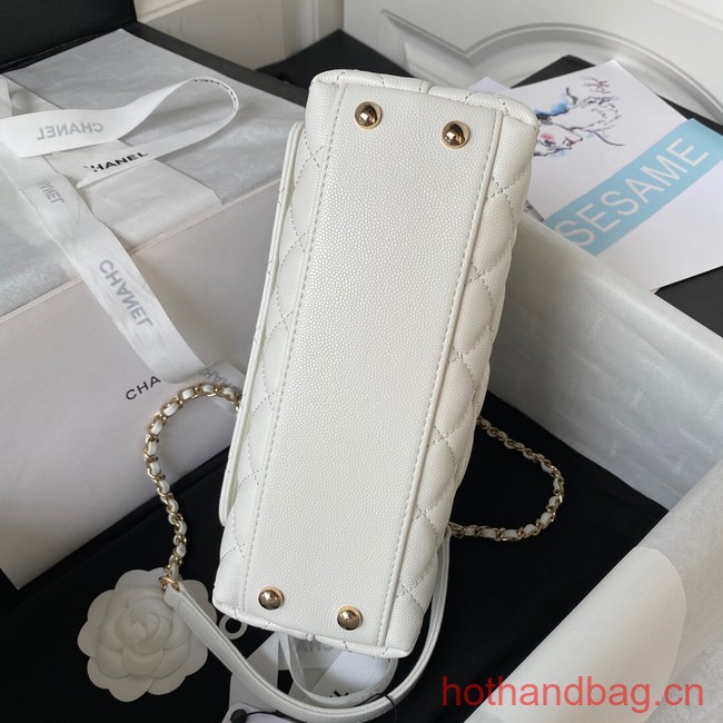 Chanel flap bag with top handle 92990 white