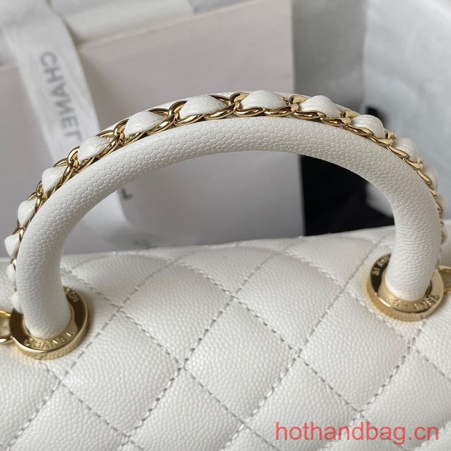 Chanel flap bag with top handle 92990 white