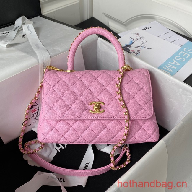 Chanel flap bag with top handle 92990 Pink