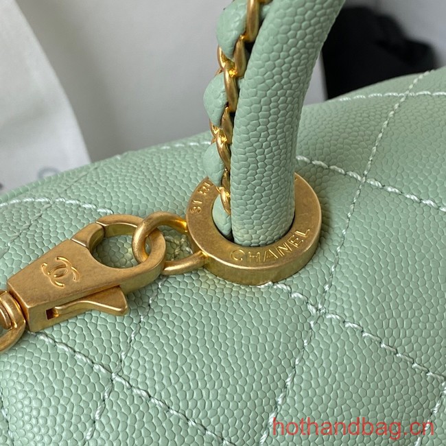 Chanel mini flap bag with top handle AS2215 light green