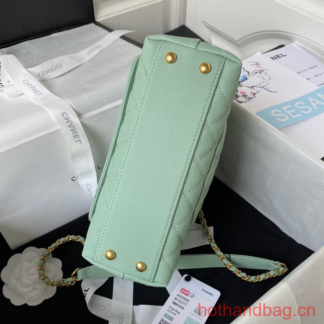 Chanel mini flap bag with top handle AS2215 light green