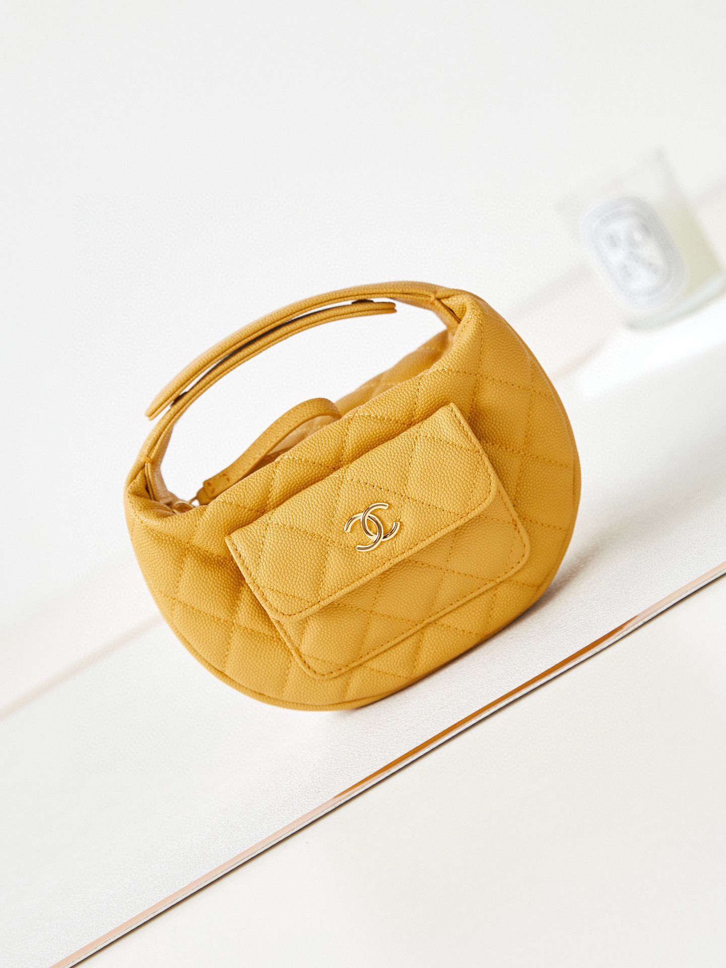 Chanel Caviar Quilted Polly Pocket AP3467 Yellow
