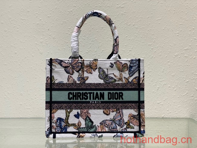 SMALL DIOR BOOK TOTE White Multicolor Toile de Jouy Mexico Embroidery M1296ZRG