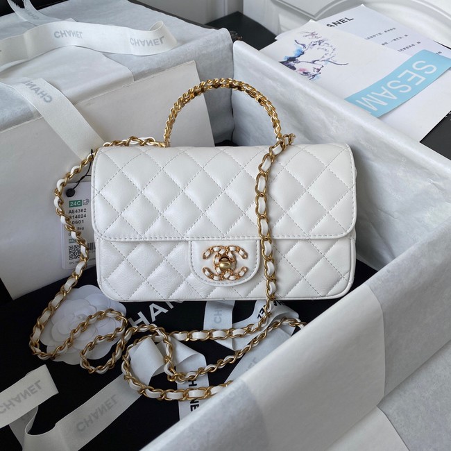 Chanel FLAP PHONE HOLDER WITH CHAIN AS4362 WHITE