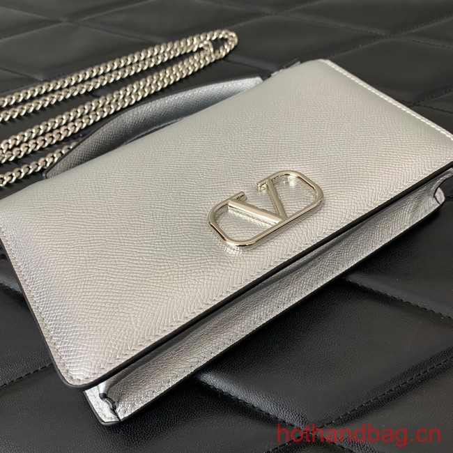 VALENTINO grain calfskin leather bag 0688 Silver