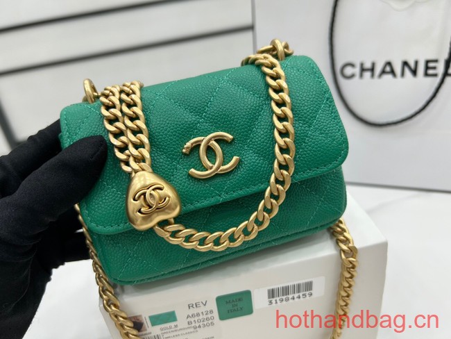 Chanel NANO CLUTCH WITH CHAIN A68128 green