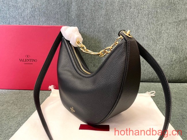 VALENTINO Vlogo Moon small leather HOBO bag chain N08J black