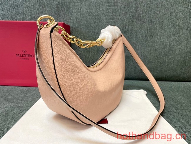 VALENTINO Vlogo Moon small leather HOBO bag chain N08J pink