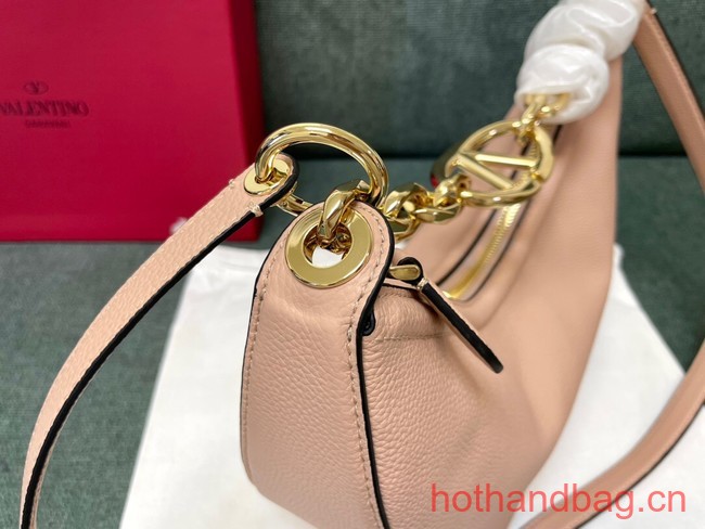 VALENTINO Vlogo Moon small leather HOBO bag chain N08J pink