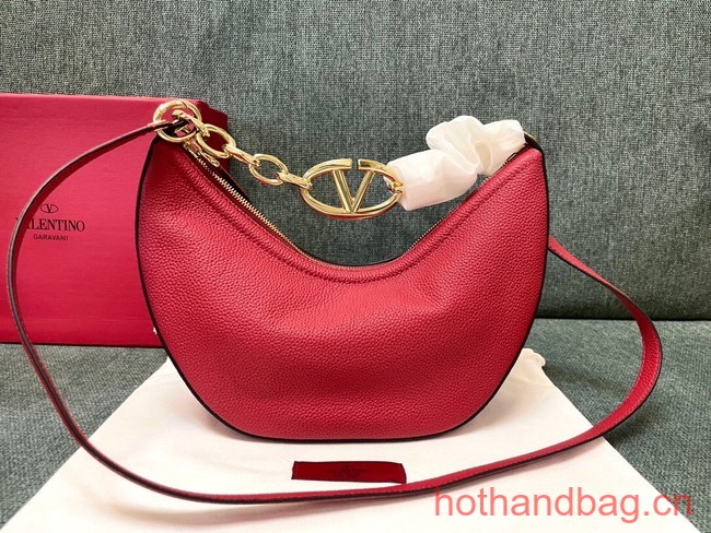 VALENTINO Vlogo Moon small leather HOBO bag chain N08J red