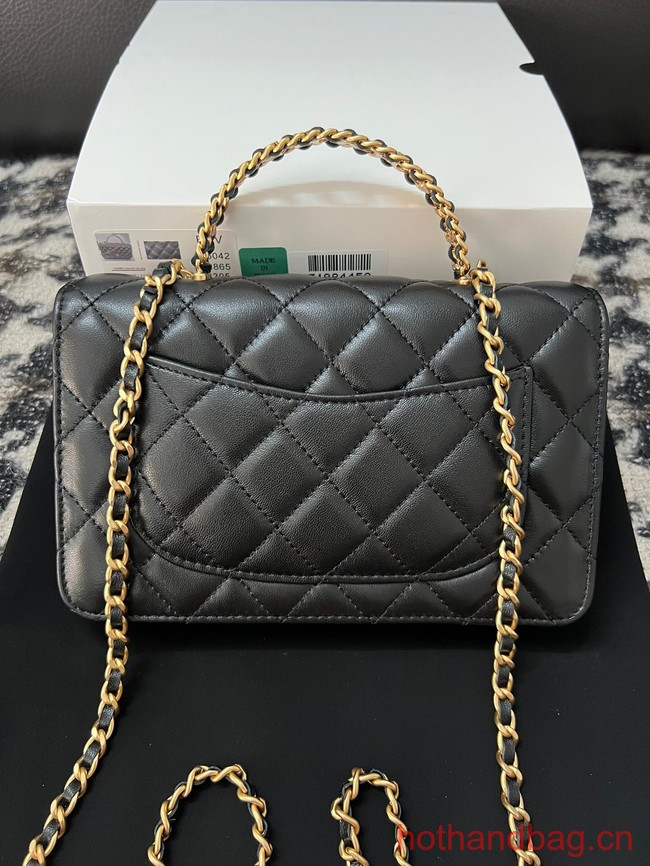 CHANEL FLAP PHONE HOLDER WITH CHAIN AP3566 black