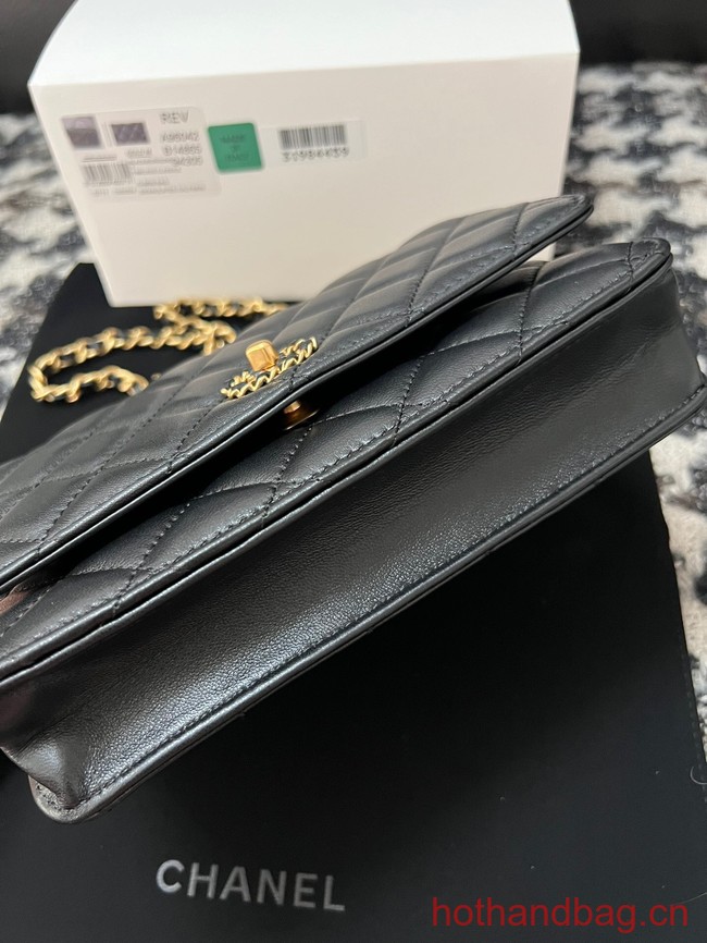 CHANEL FLAP PHONE HOLDER WITH CHAIN AP3566 black