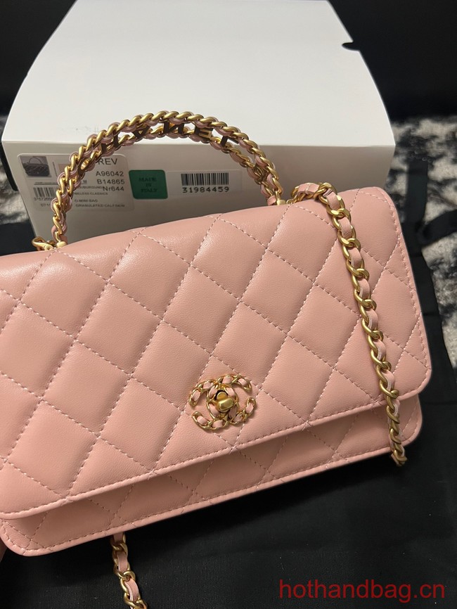 CHANEL FLAP PHONE HOLDER WITH CHAIN AP3566 pink