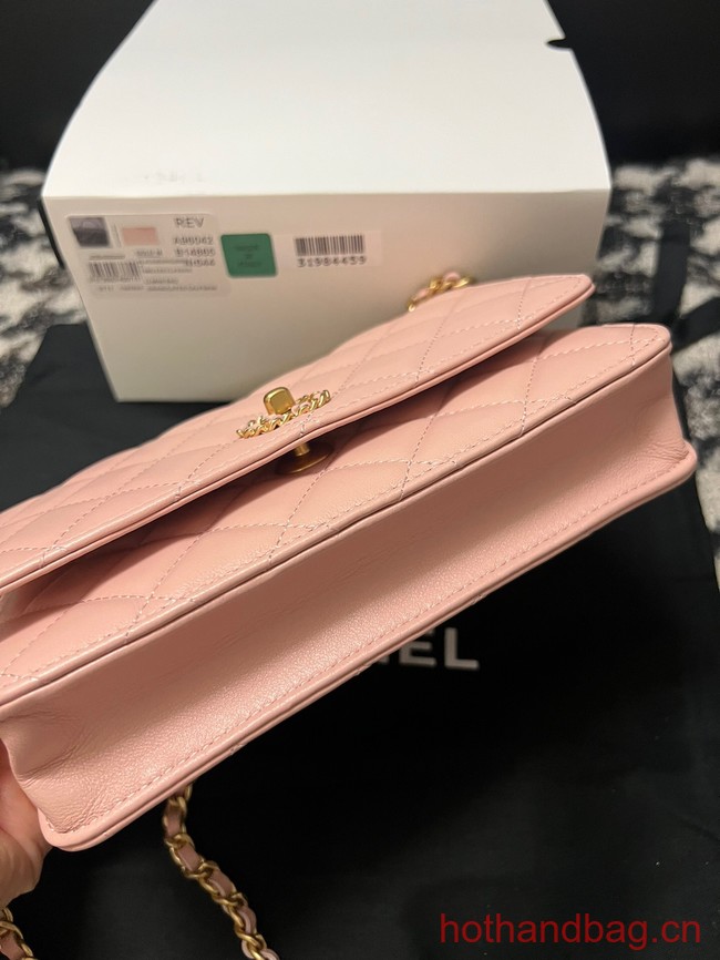 CHANEL FLAP PHONE HOLDER WITH CHAIN AP3566 pink