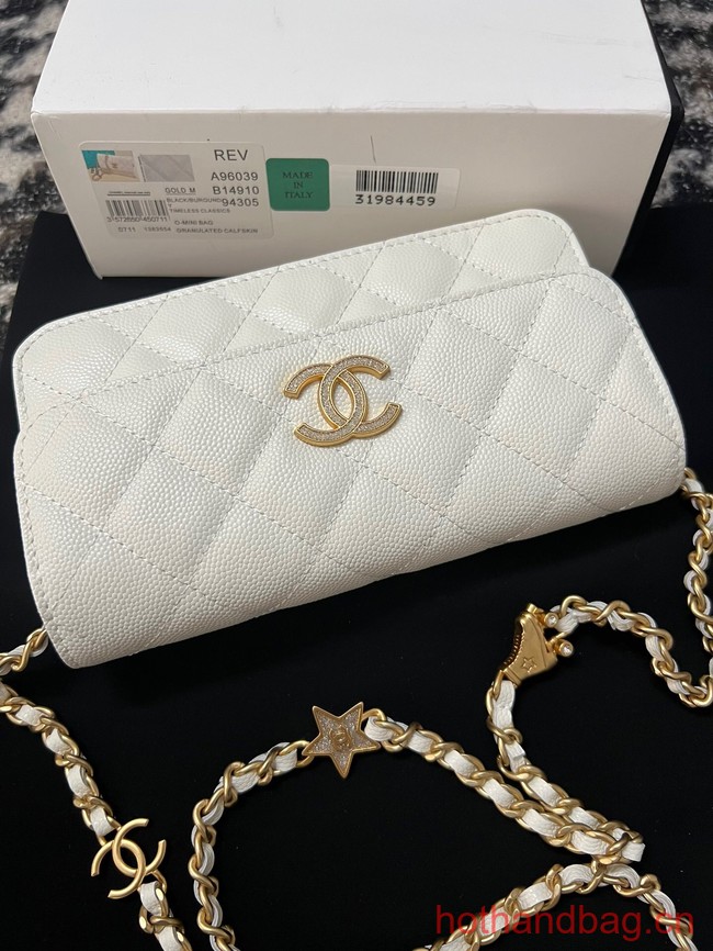 Chanel FLAP PHONE HOLDER WITH CHAIN AP3696 white