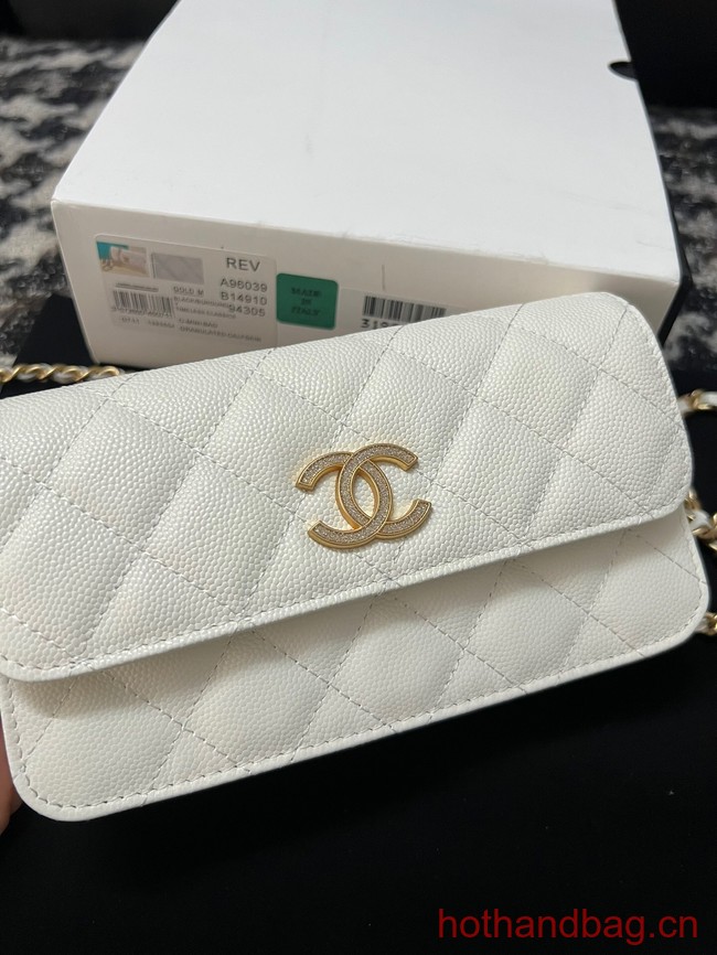 Chanel FLAP PHONE HOLDER WITH CHAIN AP3696 white