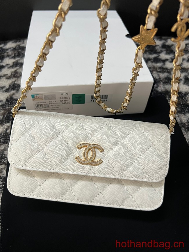 Chanel FLAP PHONE HOLDER WITH CHAIN AP3696 white