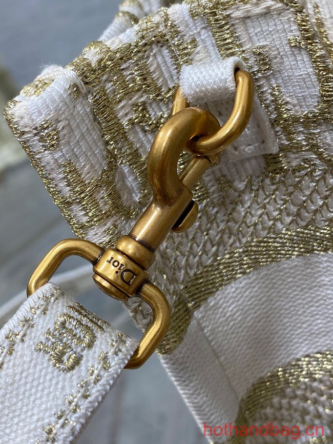 MINI DIOR BOOK TOTE WITH STRAP Gold-Tone Dior Oblique Embroidery S5573CTQ
