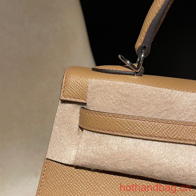 Hermes original Kelly Epsom Leather KL25 gold brown