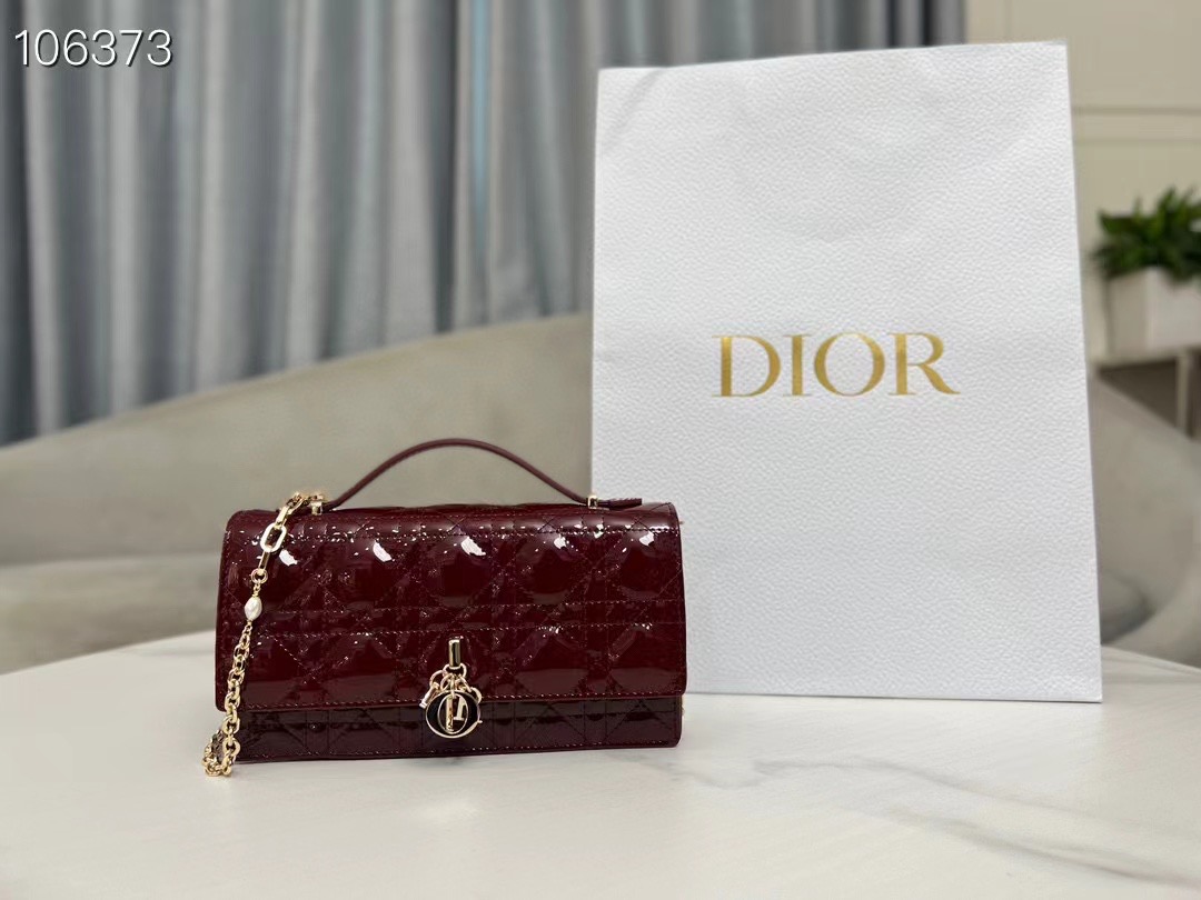 MISS DIOR MINI BAG Patent Cannage Calfskin S0980O Wine