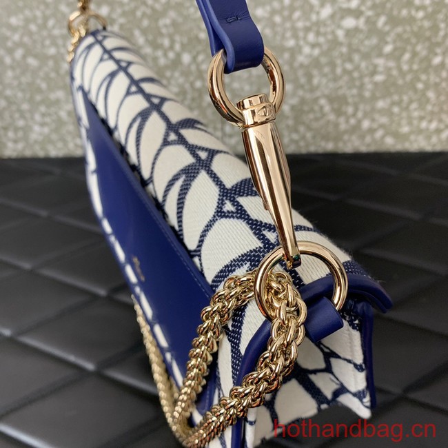 VALENTINO V-logo LOCO sheepskin and fabric handbag Q6ZN blue