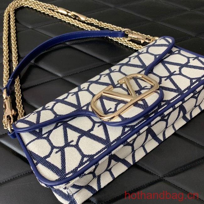 VALENTINO V-logo LOCO sheepskin and fabric handbag Q6ZN blue