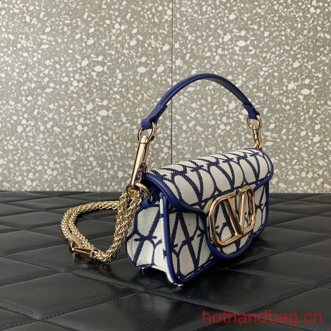 VALENTINO V logo MINI LOCO sheepskin and fabric bags B0L97 Blue