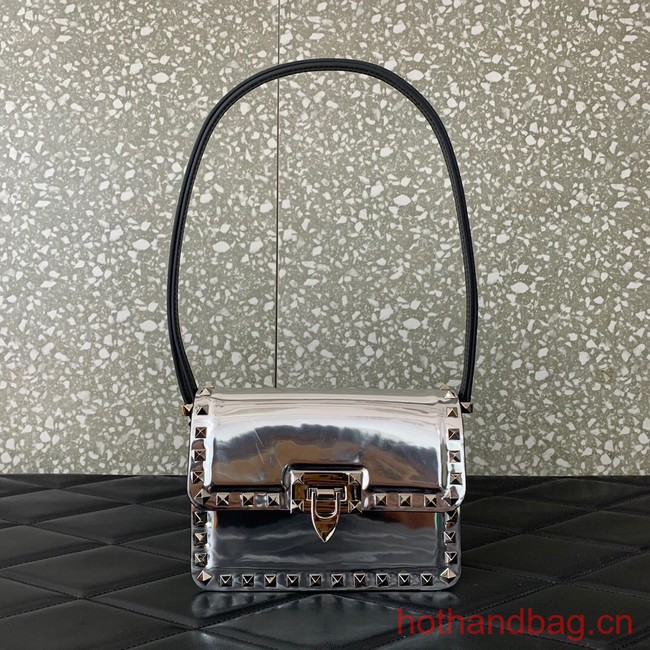 VALENTINO GARAVANI ROCKSTUD23 Small calfskin bag ZS098 silver