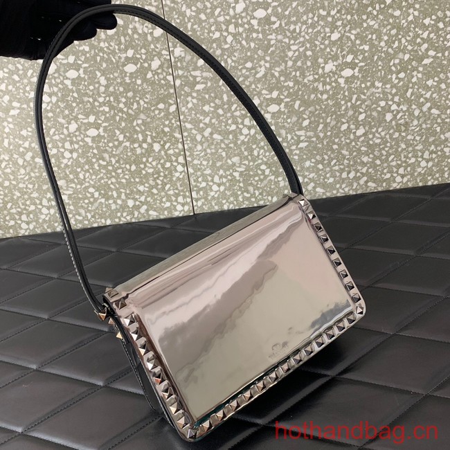 VALENTINO GARAVANI ROCKSTUD23 calfskin bag AZS098 silver&gray