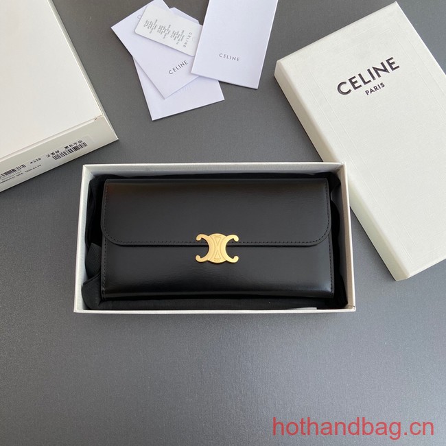 Celine LARGE WALLET TRIOMPHE IN SHINY CALFSKIN 10E313 BLACK