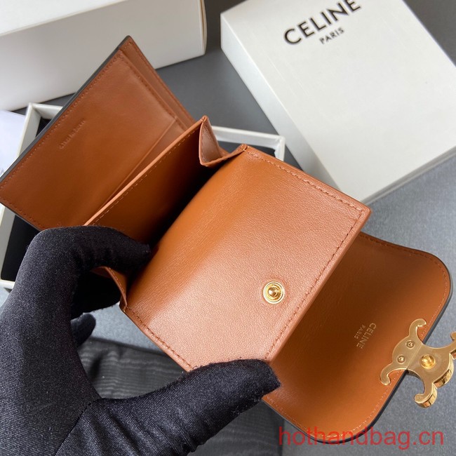 Celine SMALL WALLET TRIOMPHE IN TRIOMPHE CANVAS 10D782 TAN