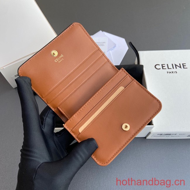 Celine TRIOMPHE COMPACT WALLET IN TRIOMPHE CANVAS 10K623 TAN