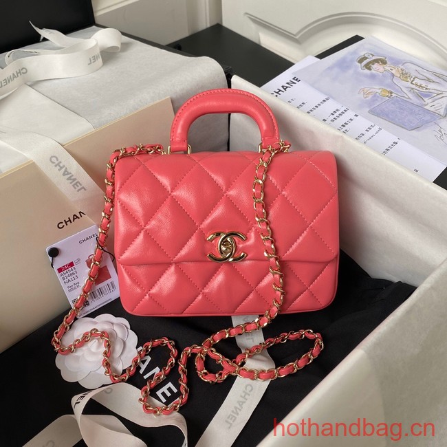 Chanel small flap bag with top handle AS4543 pink