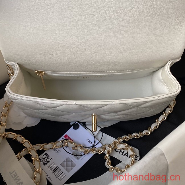 Chanel small flap bag with top handle AS4543 white