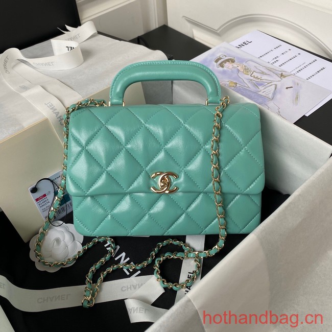 Chanel small flap bag with top handle AS4544 green