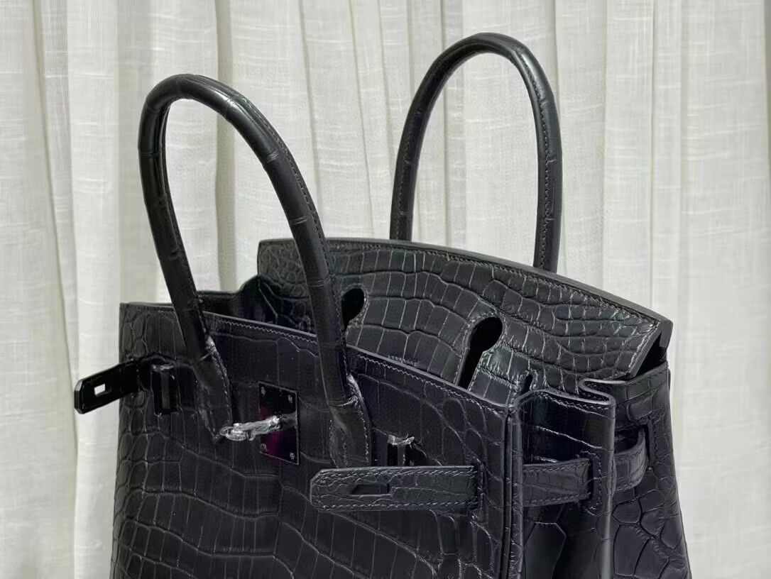 Hermes Birkin 30CM Original Crocodile Leather Bag BK30 Black