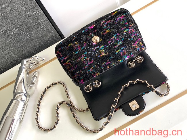 Chanel CLASSIC HANDBAG A01116 black&Rainbow