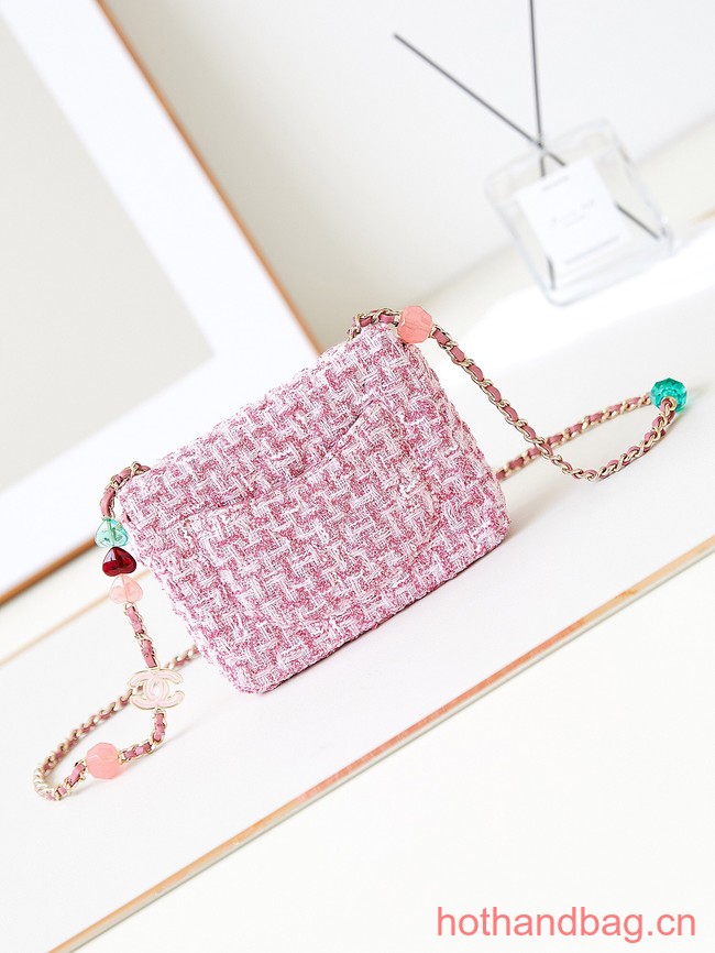 Chanel small Tweed CLASSIC HANDBAG AS3782 pink