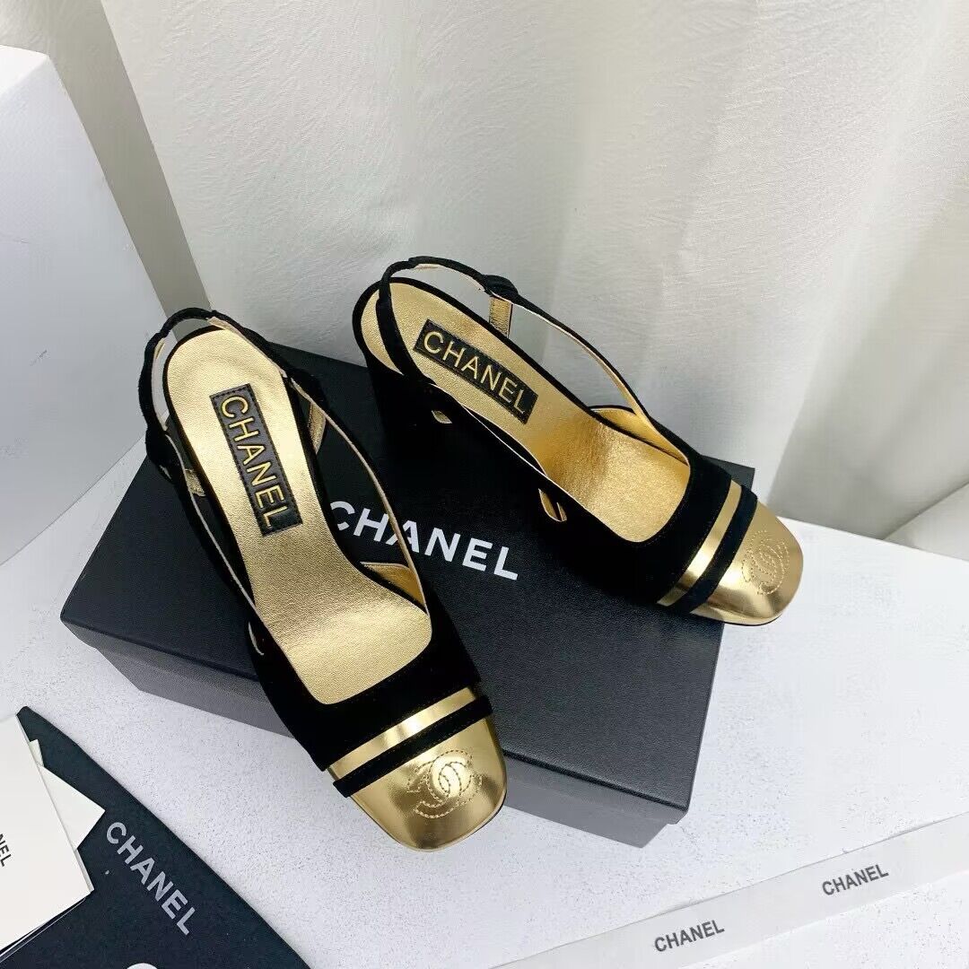 Chanel Shoes 35MM or 75MM Heels CH19032 Black&Gold